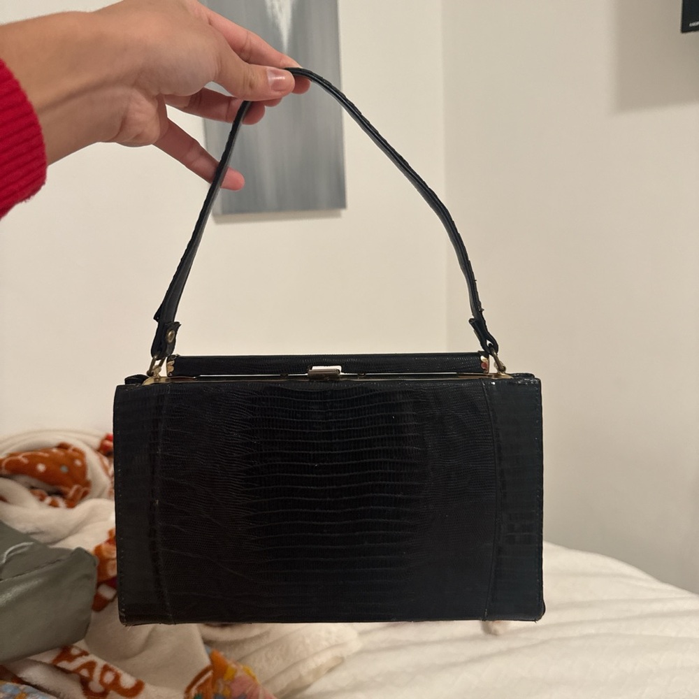 Elegant Black Crocodile Purse